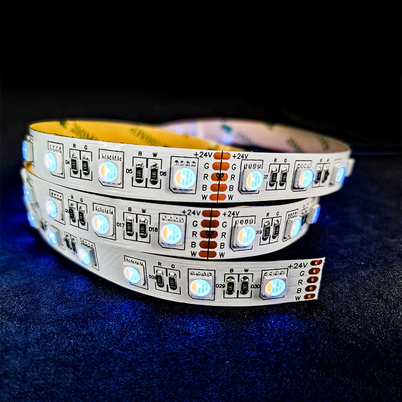 5050 RGBW LED Strip Light 24V DC, 14.4W/M High Brightness, 300 LEDs, Flexible LED Tape Light, Full Color RGBW, 10mm Width, IP20 Indoor, cETLus Certified, 5M Roll