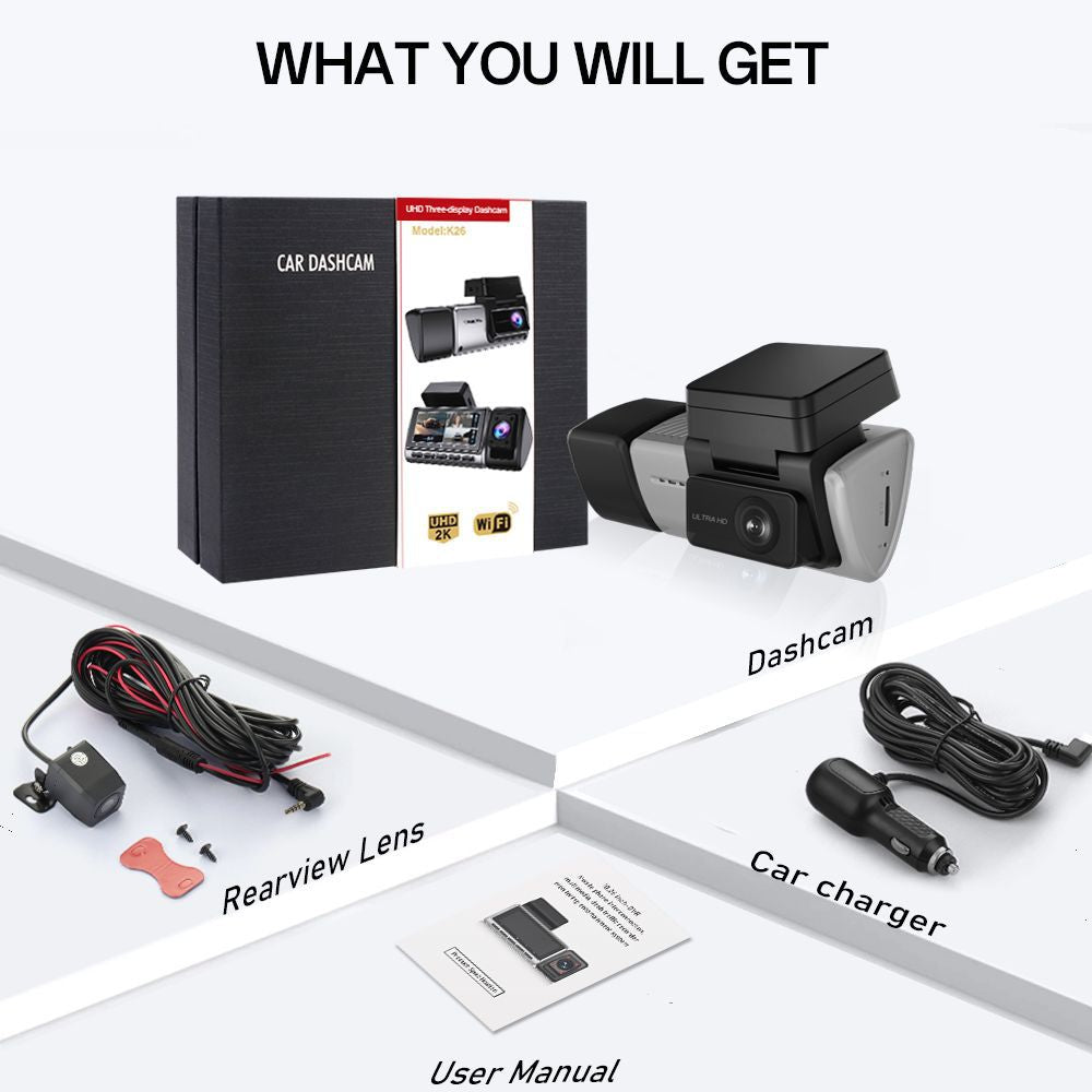 2K+1080P+1080P 3CH Dash Cam With WiFi