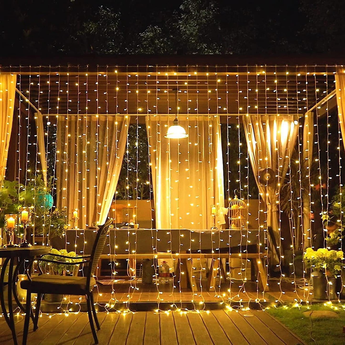 LED Curtain Lights, 300 LEDs 10 x 10 ft Fairy Lights