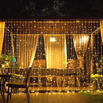 LED Curtain Lights, 300 LEDs 10 x 10 ft Fairy Lights