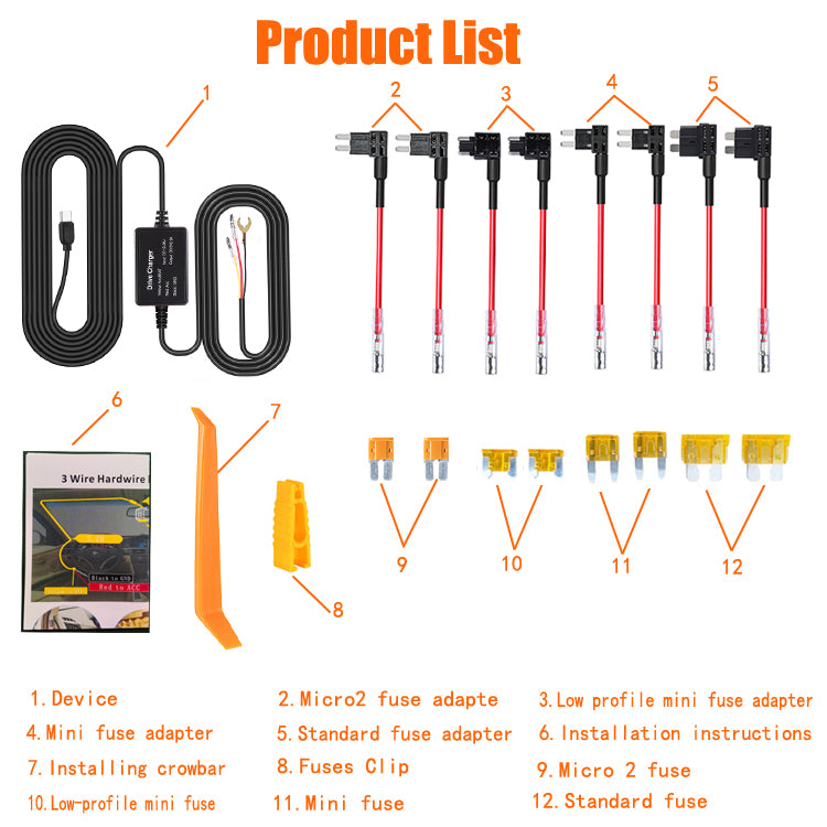 Dash Cam Hardwire Kit, Acc Hardwire Kit for Dash Camera Type C