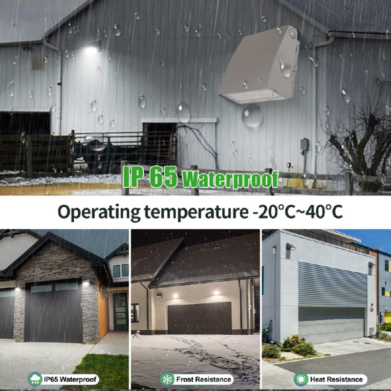 LED Wall Pack Light with Dusk-to-Dawn Photocell, 0-90° Adjustable