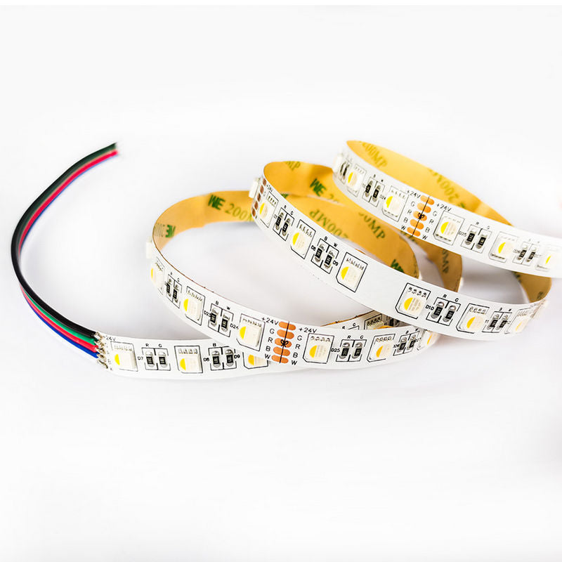 5050 RGBW LED Strip Light 24V DC, 14.4W/M High Brightness, 300 LEDs, Flexible LED Tape Light, Full Color RGBW, 10mm Width, IP20 Indoor, cETLus Certified, 5M Roll