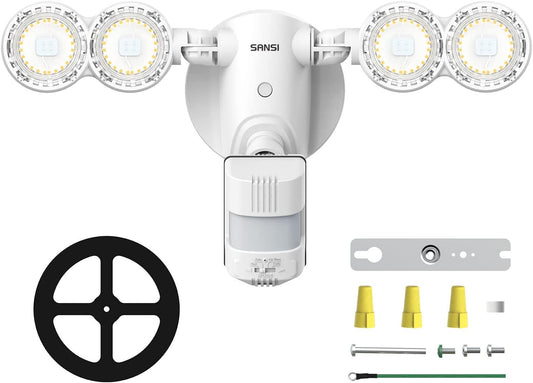 SANSI LED Security Lights Motion Sensor Light Outdoor, Dusk to Dawn Flood Light Outdoor, 30W 4000lm 5000K Motion Light, IP65 Waterproof Motion Sensor Flood Light Exterior Light, White