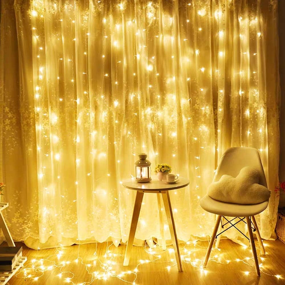 LED Curtain Lights, 300 LEDs 10 x 10 ft Fairy Lights