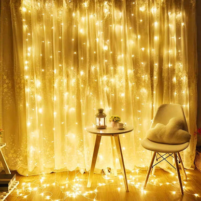 LED Curtain Lights, 300 LEDs 10 x 10 ft Fairy Lights
