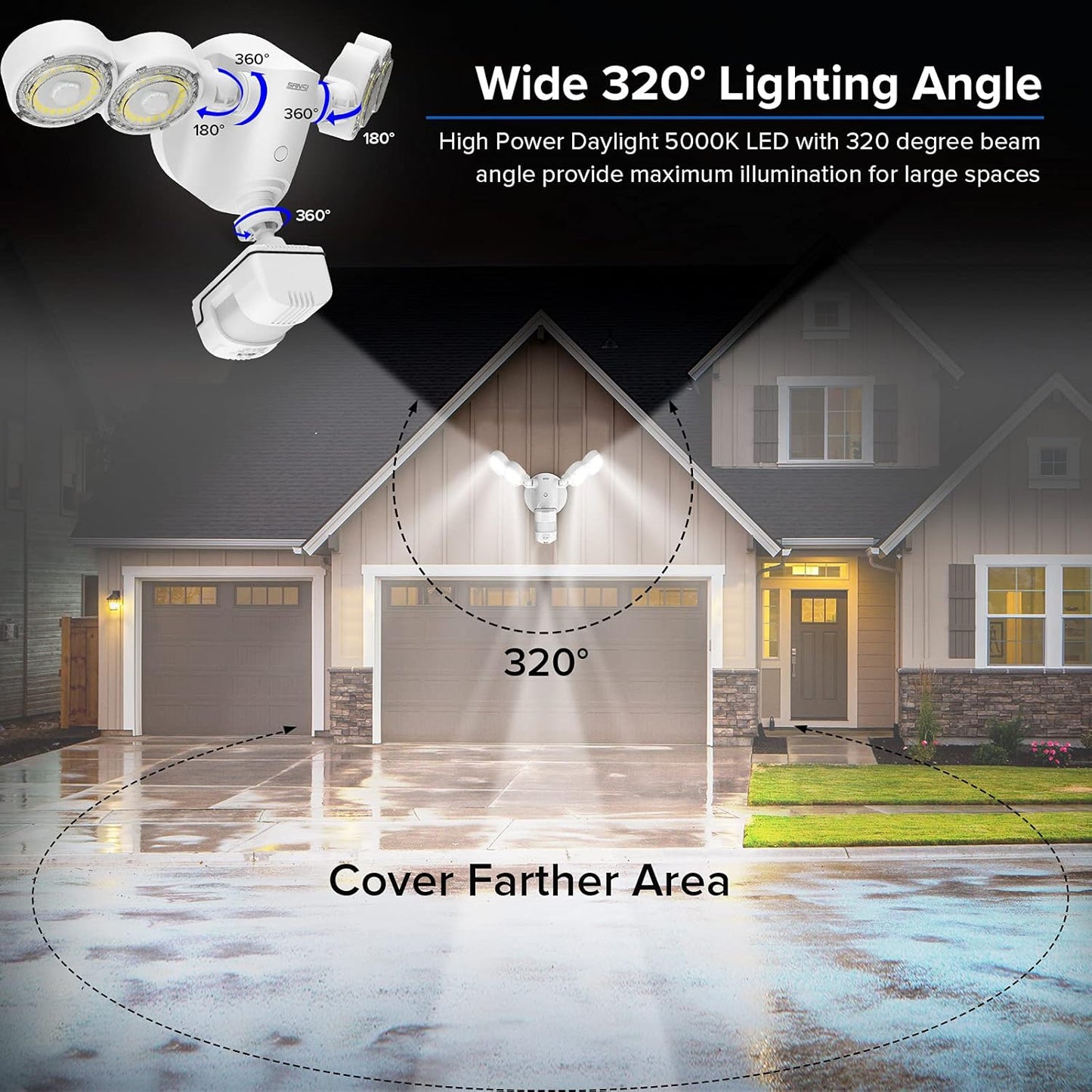SANSI LED Security Lights Motion Sensor Light Outdoor, Dusk to Dawn Flood Light Outdoor, 30W 4000lm 5000K Motion Light, IP65 Waterproof Motion Sensor Flood Light Exterior Light, White
