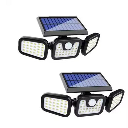 Solar Powered IP65 2400mA Adjustable 3 Head Motion Sensor Night Light