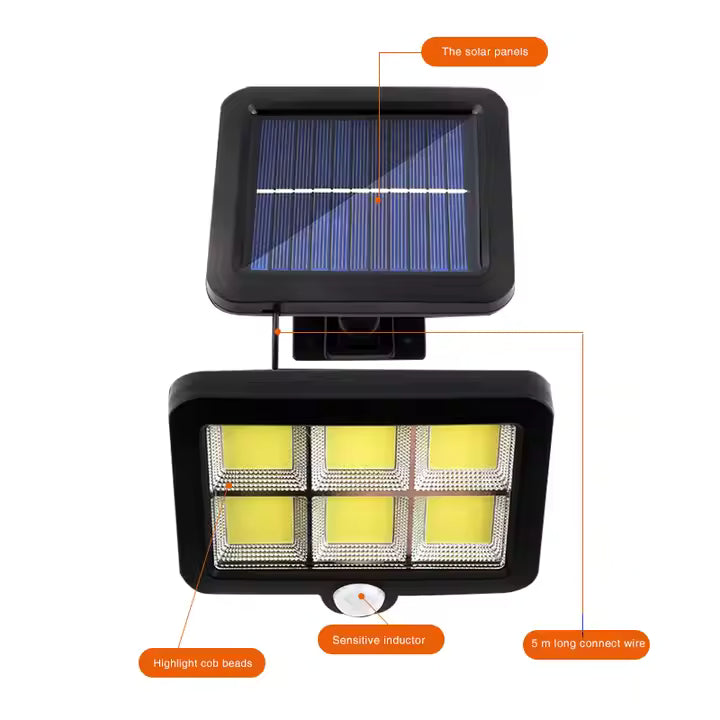 120 LED Motion Sensor Wall Solar Light with Separated Solar Panel