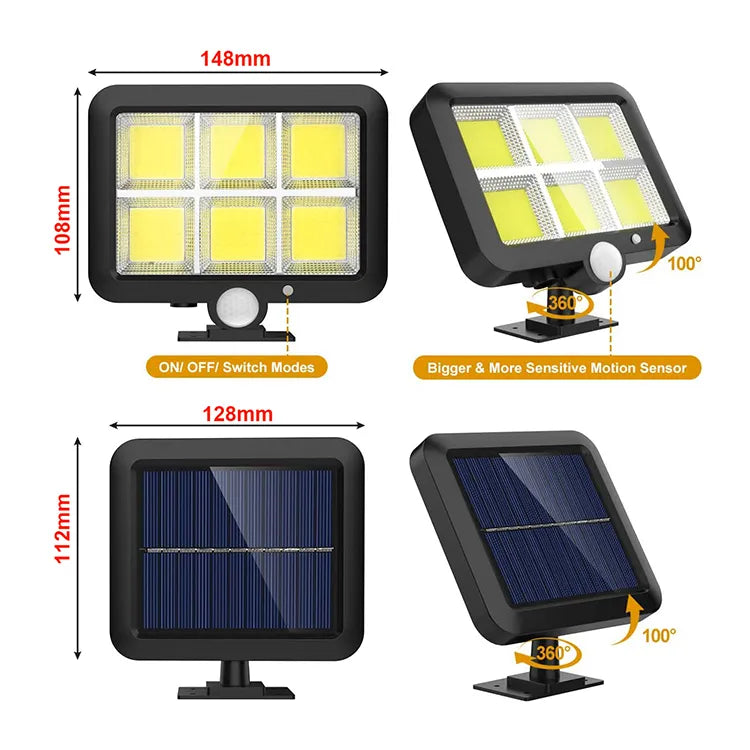 120 LED Motion Sensor Wall Solar Light with Separated Solar Panel