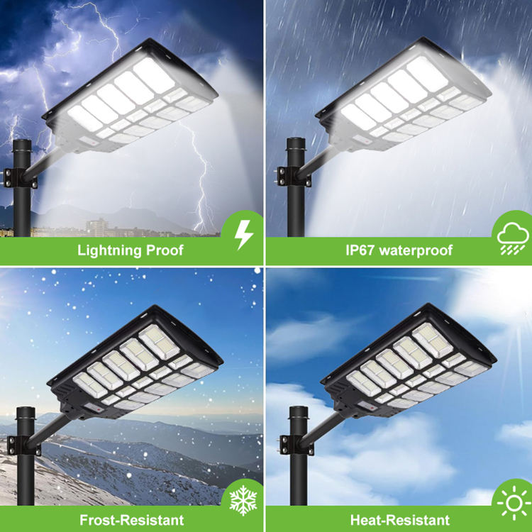 Solar Street Lights, dusk-to-dawn Parking Lot Lights with Motion Sensor and Remote