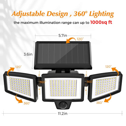 6500K 2500LM 214 LEDs Super Bright Solar Motion Sensor Lights Security Flood Light with Remote