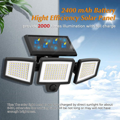 6500K 2500LM 214 LEDs Super Bright Solar Motion Sensor Lights Security Flood Light with Remote
