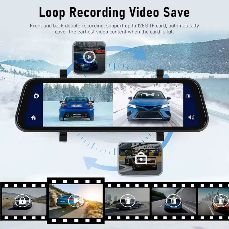 4K Mirror Wireless Car Play with Dual Dash Camera 10” IPS Screen with WIFI