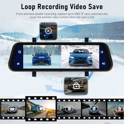 4K Mirror Wireless Car Play with Dual Dash Camera 10” IPS Screen with WIFI