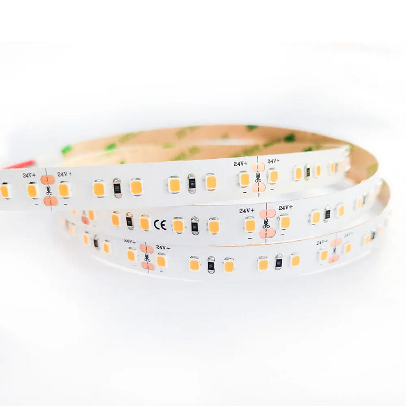2835 LED Strip Light 24V DC, 600 LEDs, High CRI 90+, 12W/M Flexible LED Tape Light, 8mm Slim Cuttable LED Strip, IP20 Indoor, cETLus Certified, 5M Roll