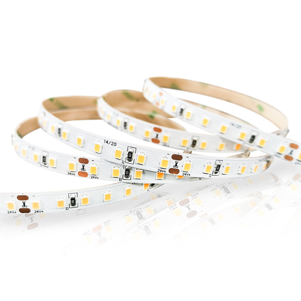 HiLumen 640 LEDs 4000K Strip Light 24V DC, CRI 90+, 12W/m, Flexible Cuttable Strip, IP20 Indoor Lighting