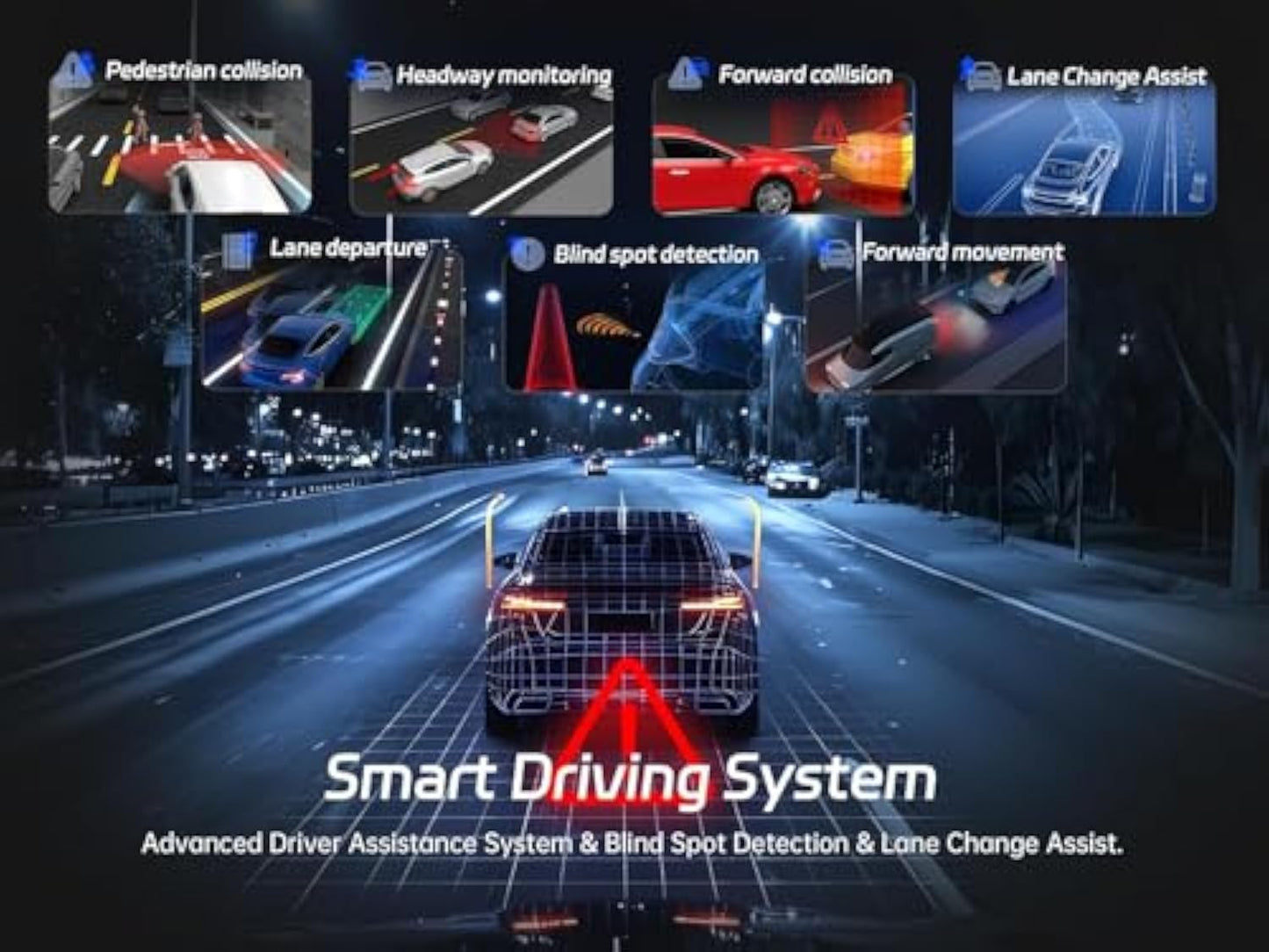 Pelsee P2Trio 4K Dash Cam Front and Rear Inside WiFi,64GB Memory Card