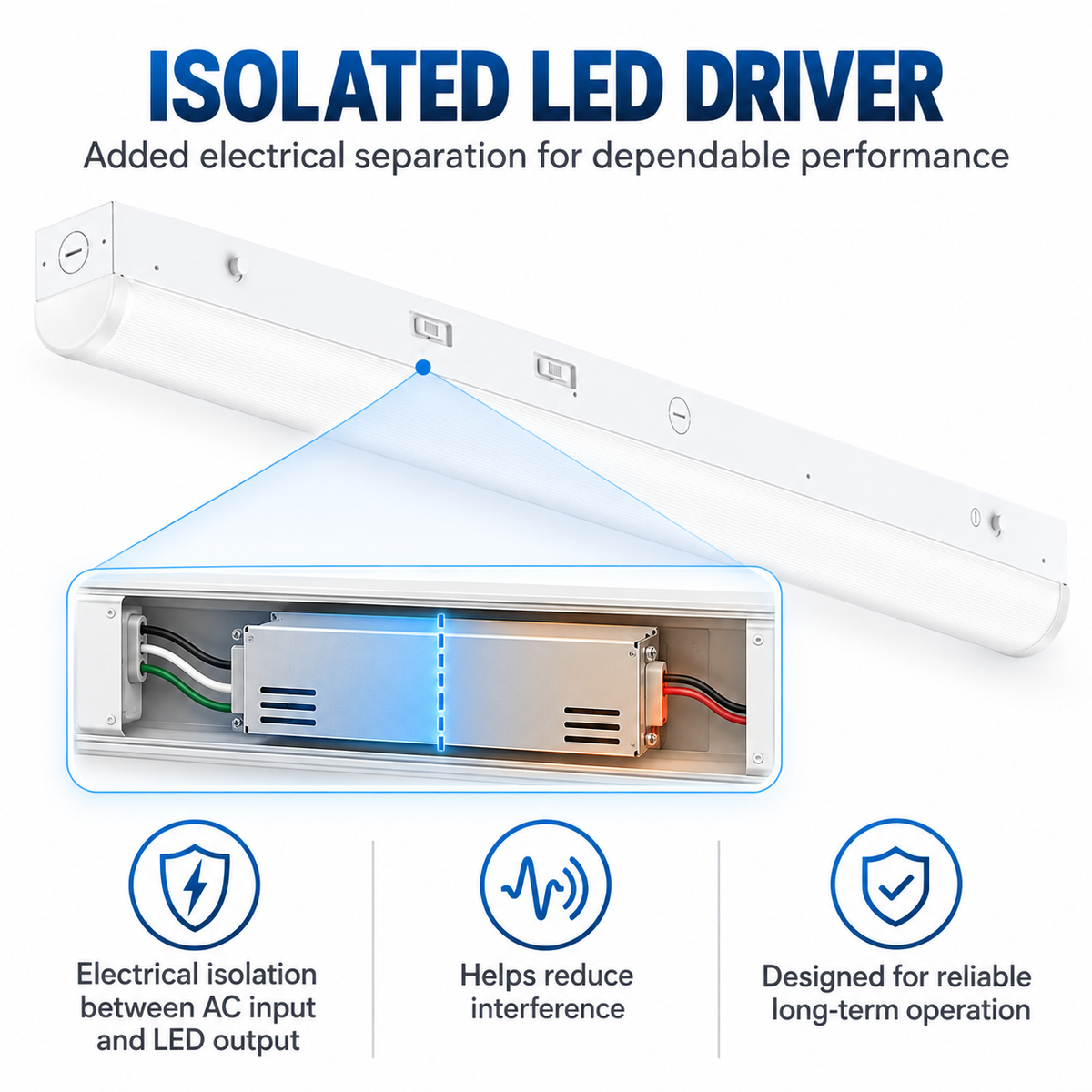 4FT / 8FT Linkable LED Linear Strip Light | Wattage & 5CCT Selectable | 120–347V
