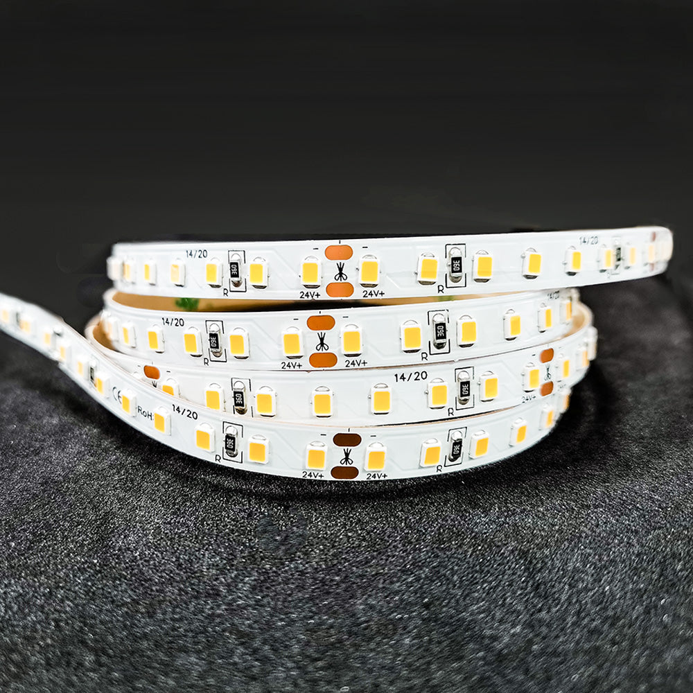 HiLumen 640 LEDs 4000K Strip Light 24V DC, CRI 90+, 12W/m, Flexible Cuttable Strip, IP20 Indoor Lighting