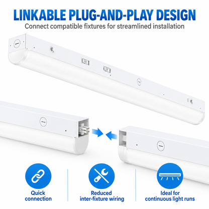 4FT / 8FT Linkable LED Linear Strip Light | Wattage & 5CCT Selectable | 120–347V