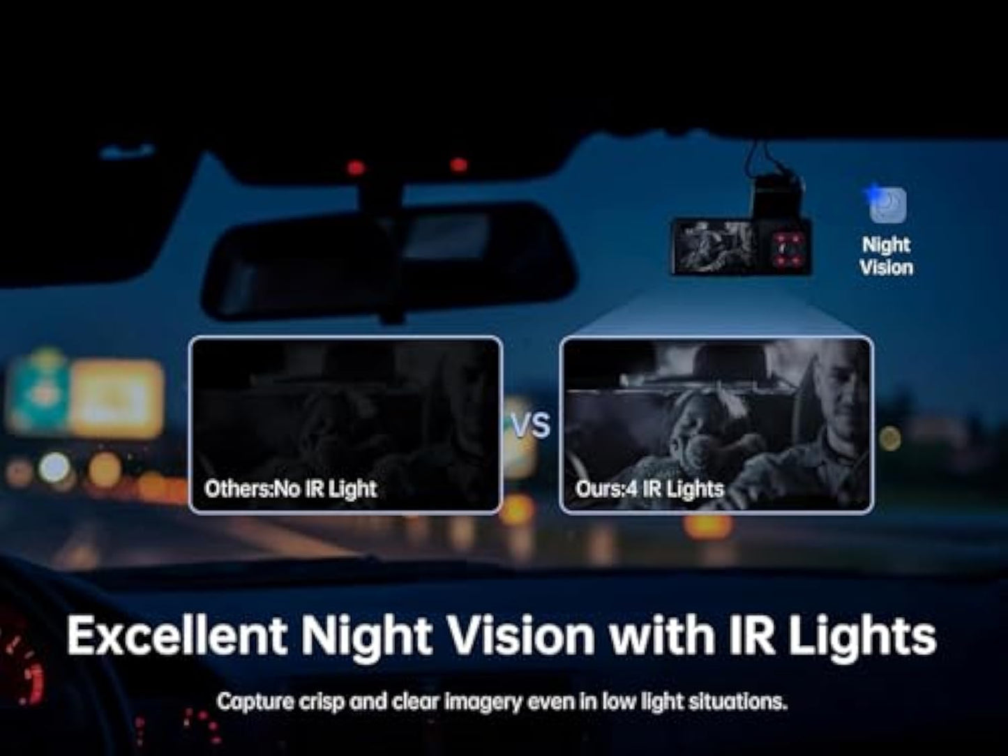 Pelsee P2Trio 4K Dash Cam Front and Rear Inside WiFi,64GB Memory Card