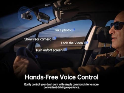 Pelsee P2Trio 4K Dash Cam Front and Rear Inside WiFi,64GB Memory Card