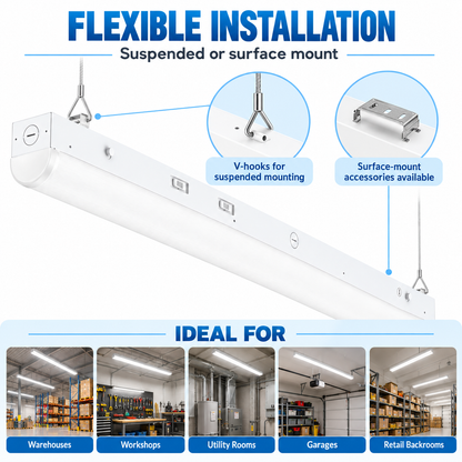 4FT / 8FT Linkable LED Linear Strip Light | Wattage & 5CCT Selectable | 120–347V