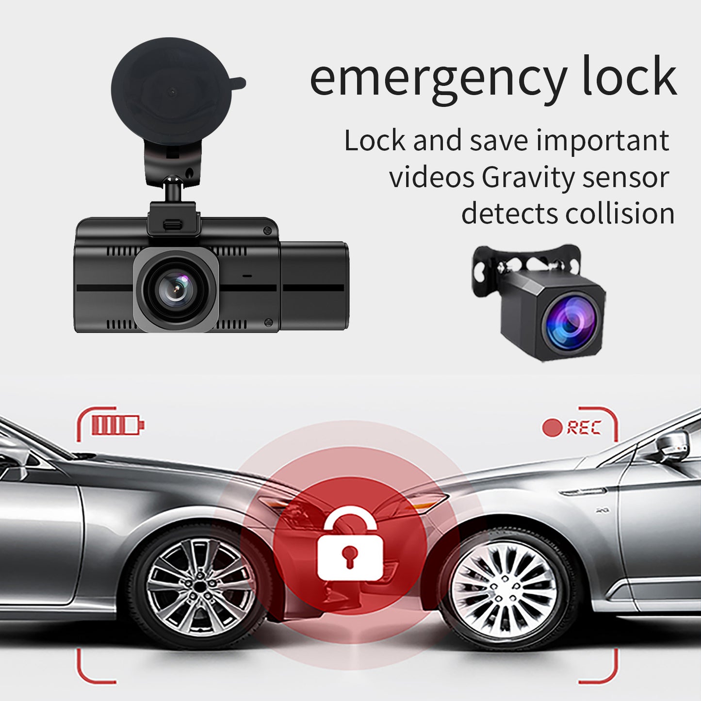 4K+1080P+1080P 3CH Dash Cam With WiFi,64GB Memory Card