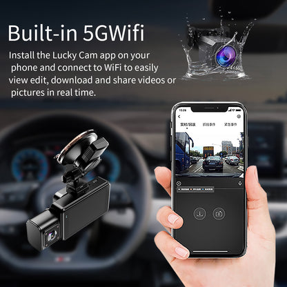 4K+1080P+1080P 3CH Dash Cam With WiFi,64GB Memory Card