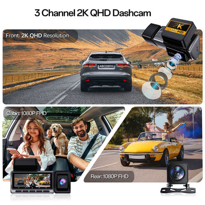 2K+1080P+1080P 3CH Dash Cam With WiFi
