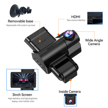 1080P +720P+720P 3CH Dash Cam With WiFi