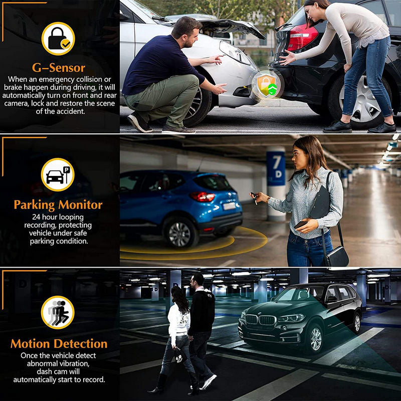 4K+720P+720P 3CH Dash Cam With WiFi,64GB Memory Card