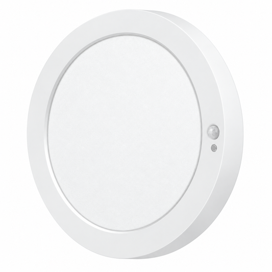 White Eliteline 9-inch PIR sensor flush-mount LED ceiling light on a white background