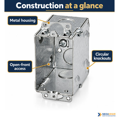 1004-L metal housing, open-front access and circular knockouts