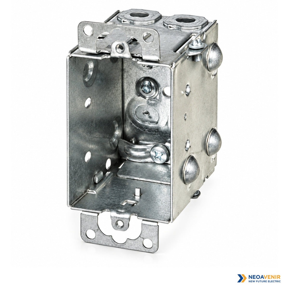 Front-oblique view of the 1104-L metal box
