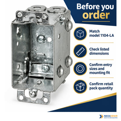 Buying checklist for matching 1104-LA model, dimensions and installation fit