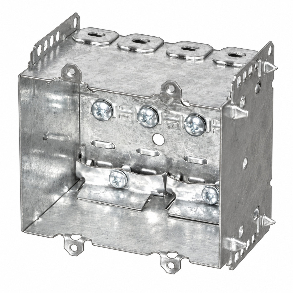 2104-LLE2 rectangular metal electrical box on white background