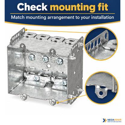 Slotted flanges and mounting details on the 2104-LLE2 box