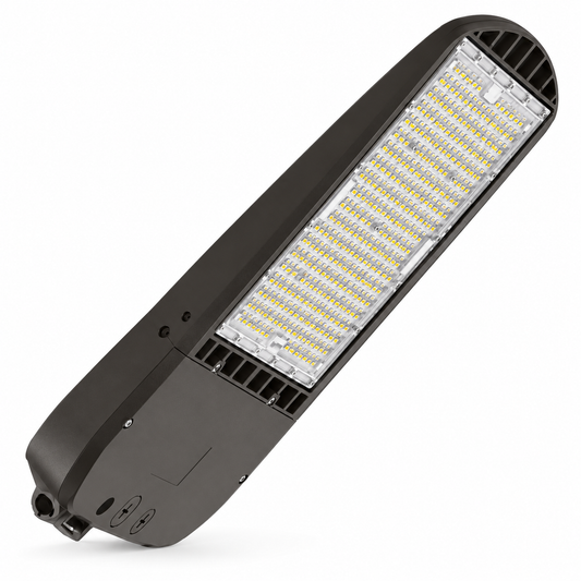 LED area and flood light fixture without mount or sensors on a white background