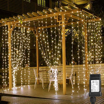 LED Curtain Lights, 300 LEDs 10 x 10 ft Fairy Lights