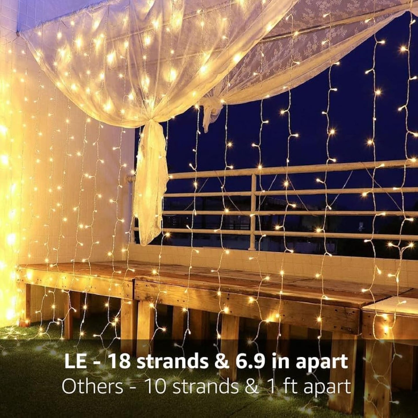 LED Curtain Lights, 300 LEDs 10 x 10 ft Fairy Lights